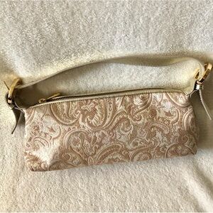 Express gold glitter fabric small evening bag purse